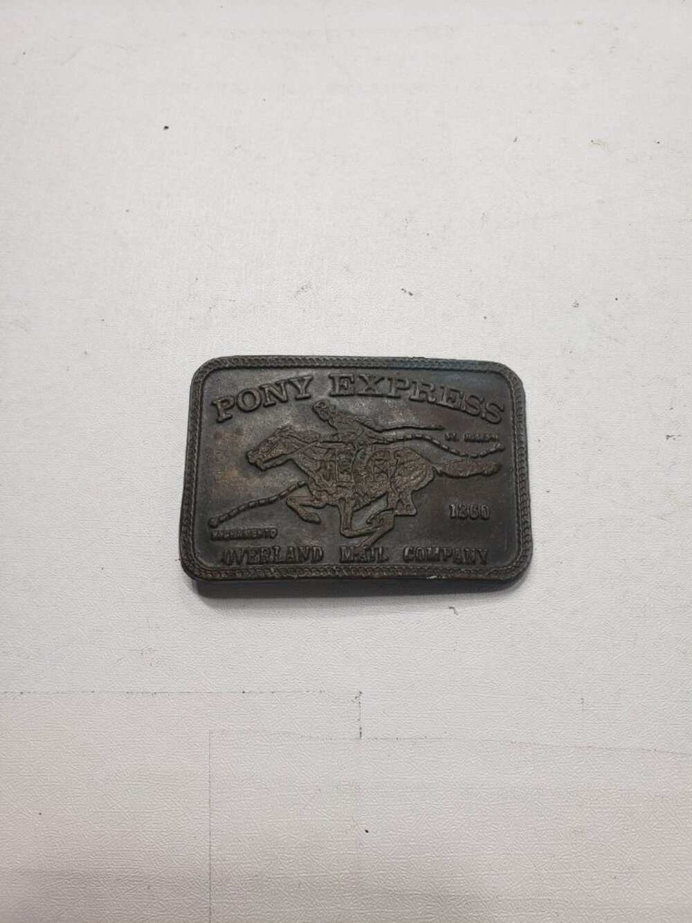 Vintage Pony Express 1860 Sacramento Overland Mail Company Western Belt Buckle